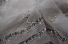 100 Grams Multi Color Sequins and Thread Embroidery with Both Side and Extra Borders for Dupatta on Dyeable Viscose Georgette Fabric 44inch